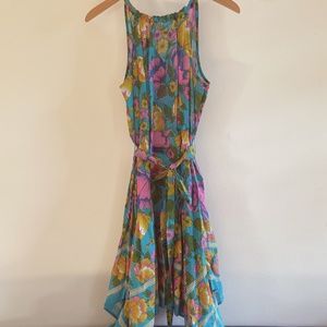 Handkerchief hem floral halter dress -- Lilka x Anthropologie